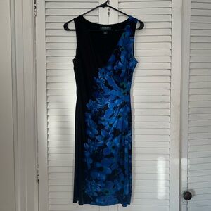 Ralph Lauren dress black with blue floral print size 8